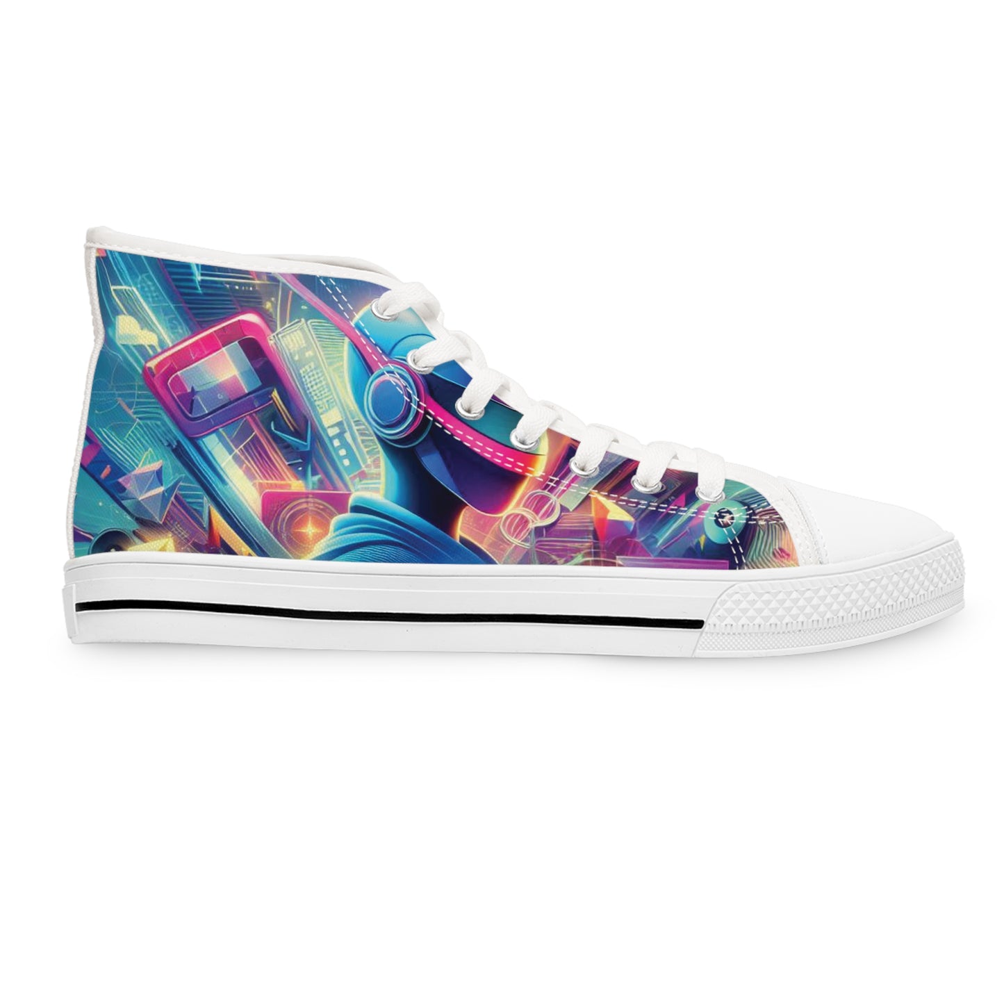 Futuristic High Top Sneakers for Women, Trendy Footwear, Stylish Streetwear.