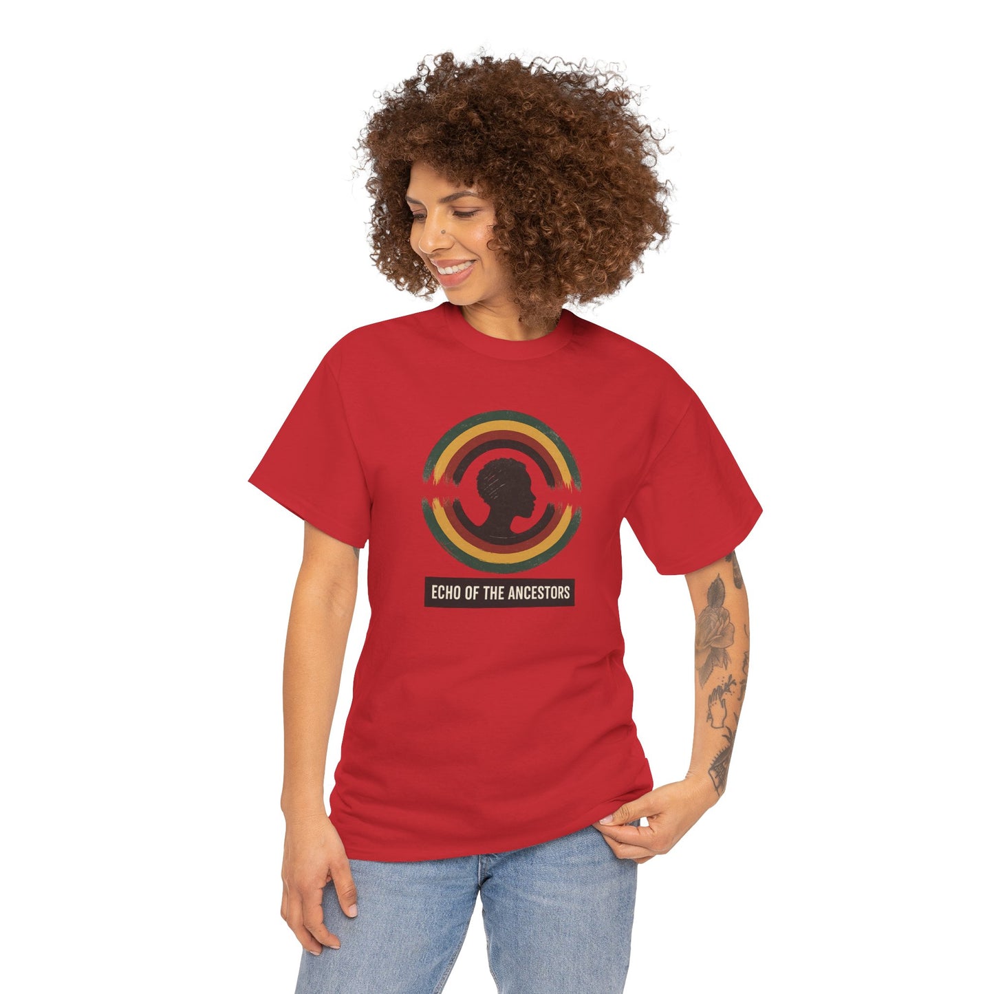 Echo of the Ancestors Unisex Heavy Cotton Tee, Inspirational Tee, Heritage Shirt, Homecoming Gift, Cultural Celebration Clothing
