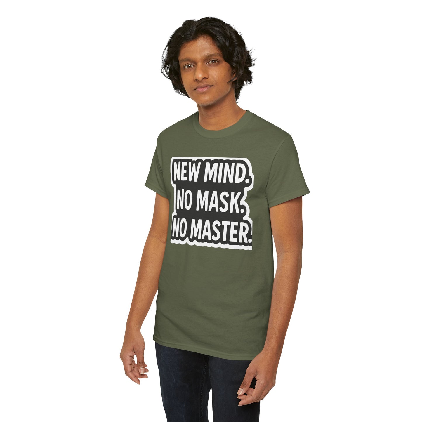 Statement Tee: New Mind, No Mask, No Master, Unisex Cotton T-Shirt.