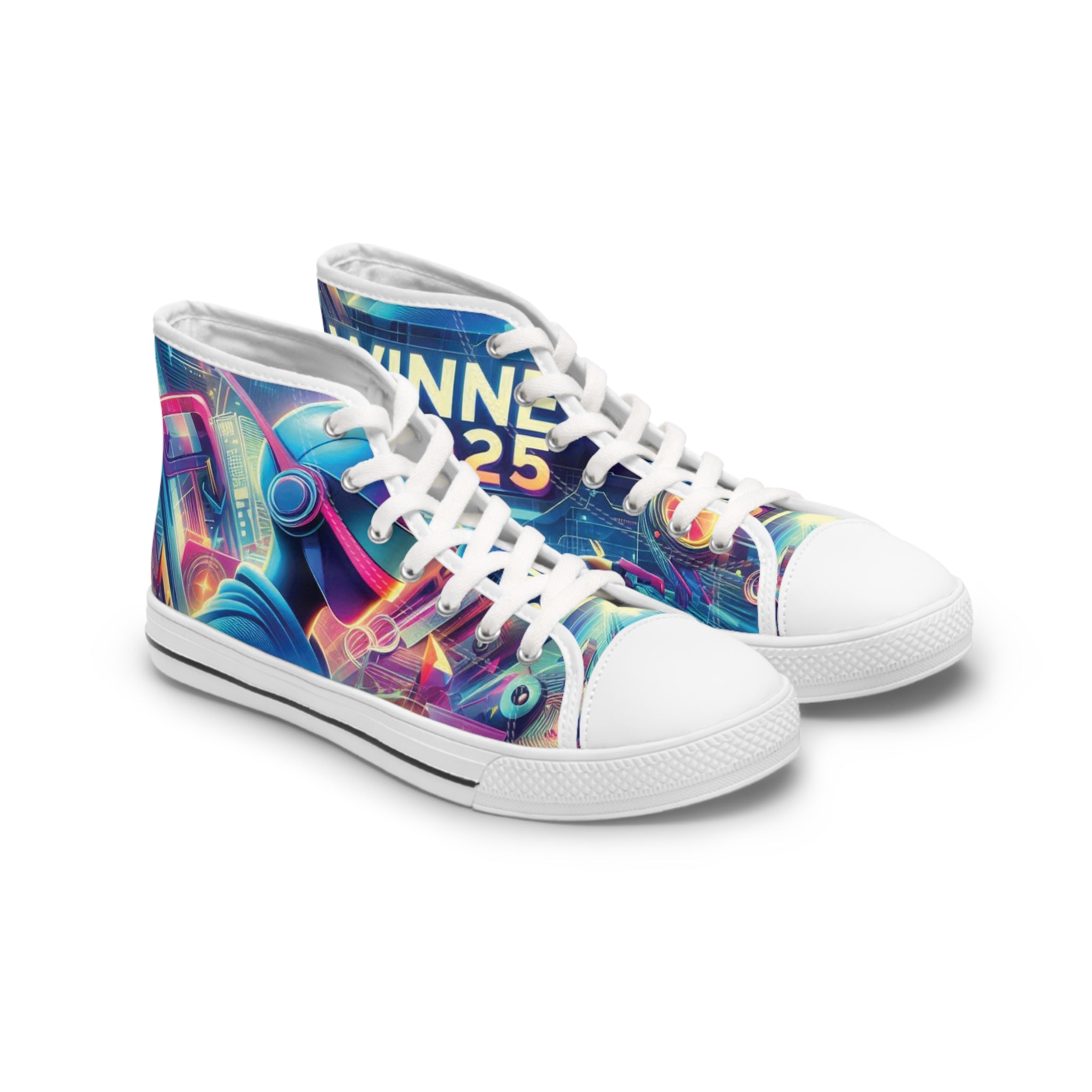 Futuristic High Top Sneakers for Women, Trendy Footwear, Stylish Streetwear.