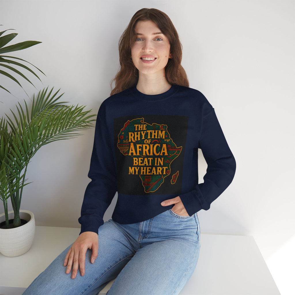 Rhythm of Africa Crewneck Sweatshirt, African Pride Apparel