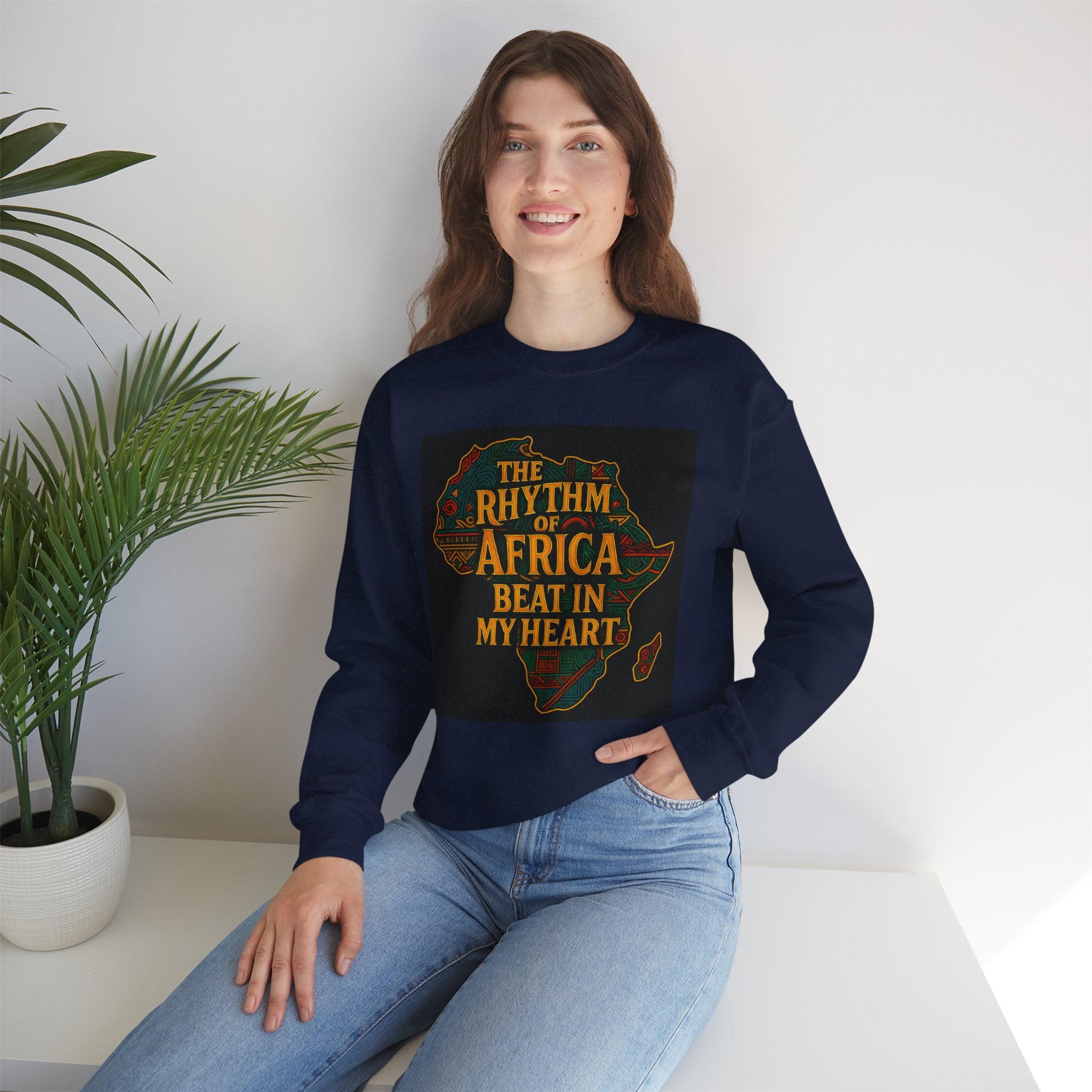 Rhythm of Africa Crewneck Sweatshirt, African Pride Apparel