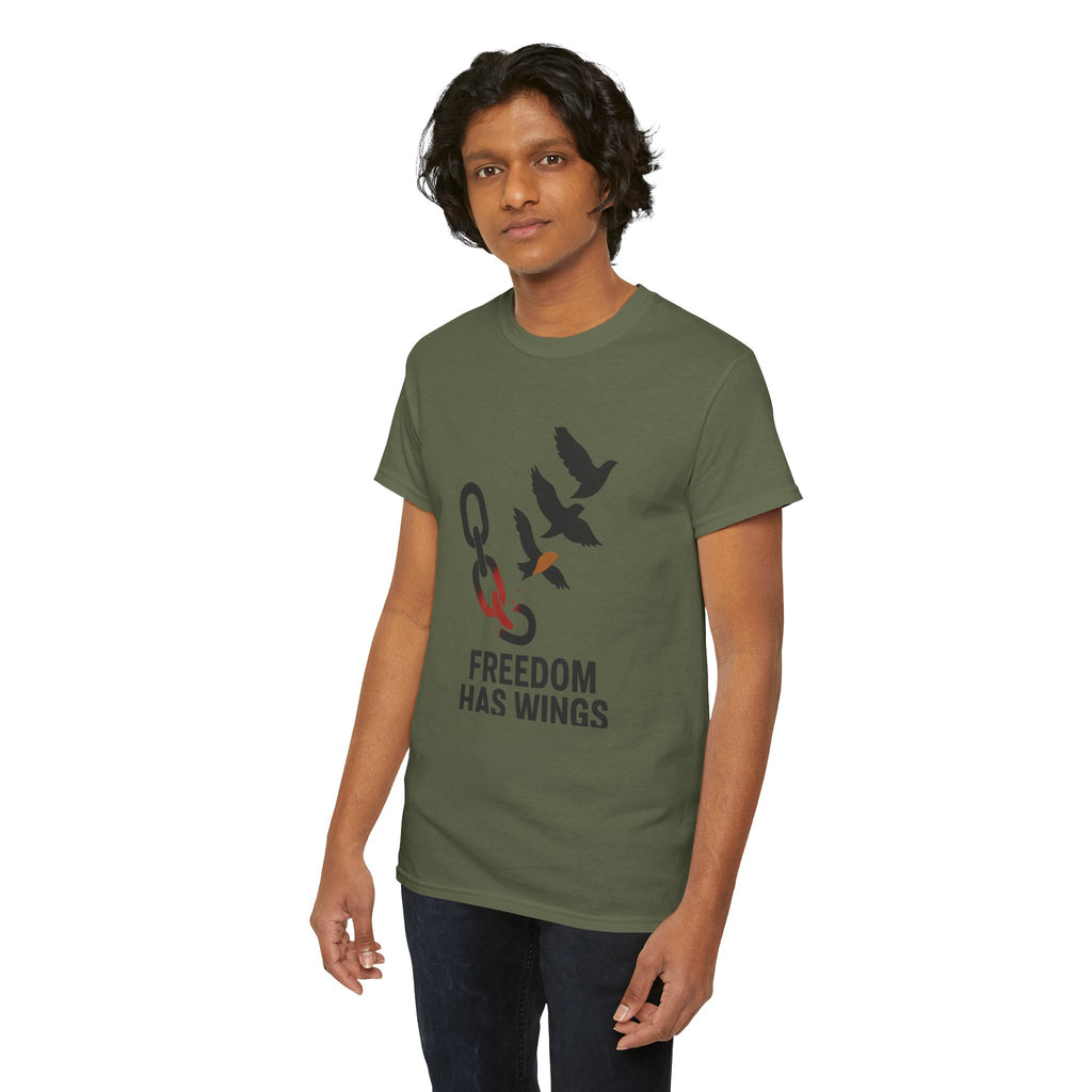 Freedom Has Wings Unisex Heavy Cotton Tee, Motivational T-Shirt