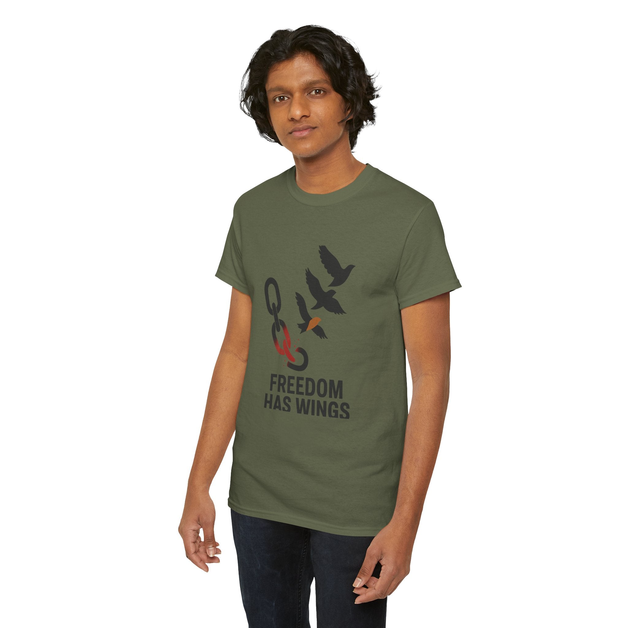 Freedom Has Wings Unisex Heavy Cotton Tee, Motivational T-Shirt