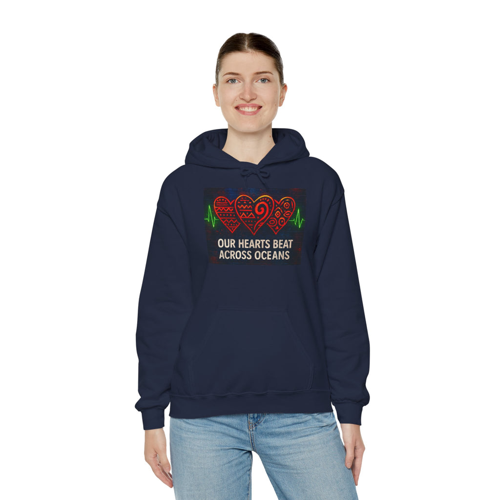 Heartbeat Across Oceans Hoodie: Cozy Gift for Love.