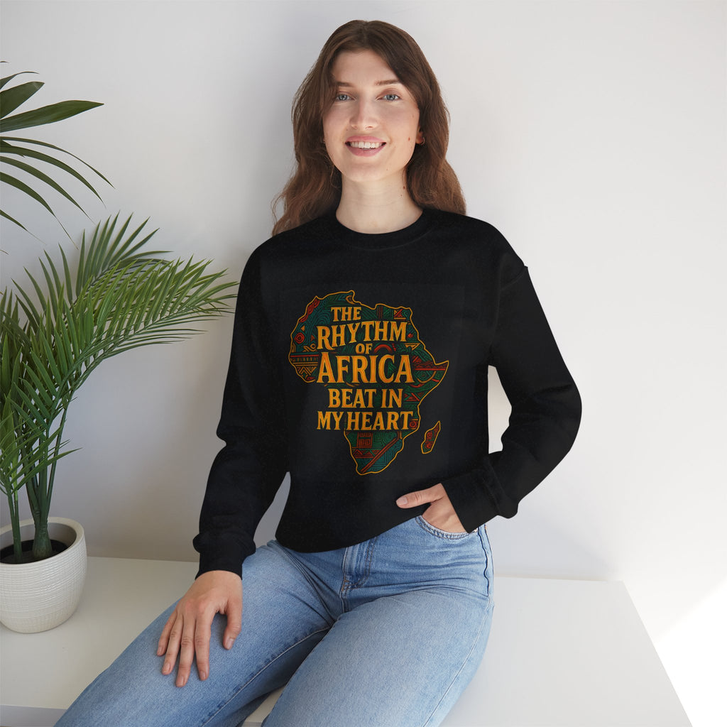 Rhythm of Africa Crewneck Sweatshirt, African Pride Apparel