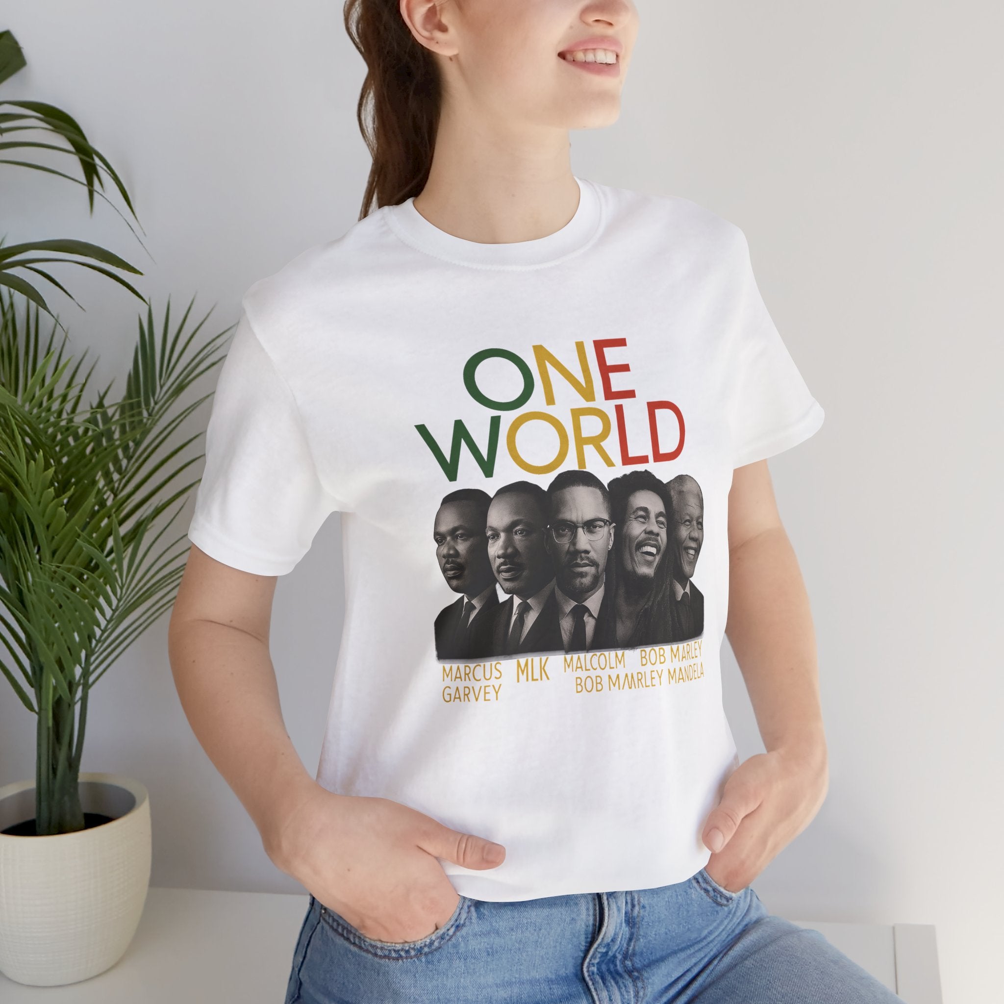ONE WORLD Unisex Jersey Tee, Inspirational Shirt, Social Justice Apparel,