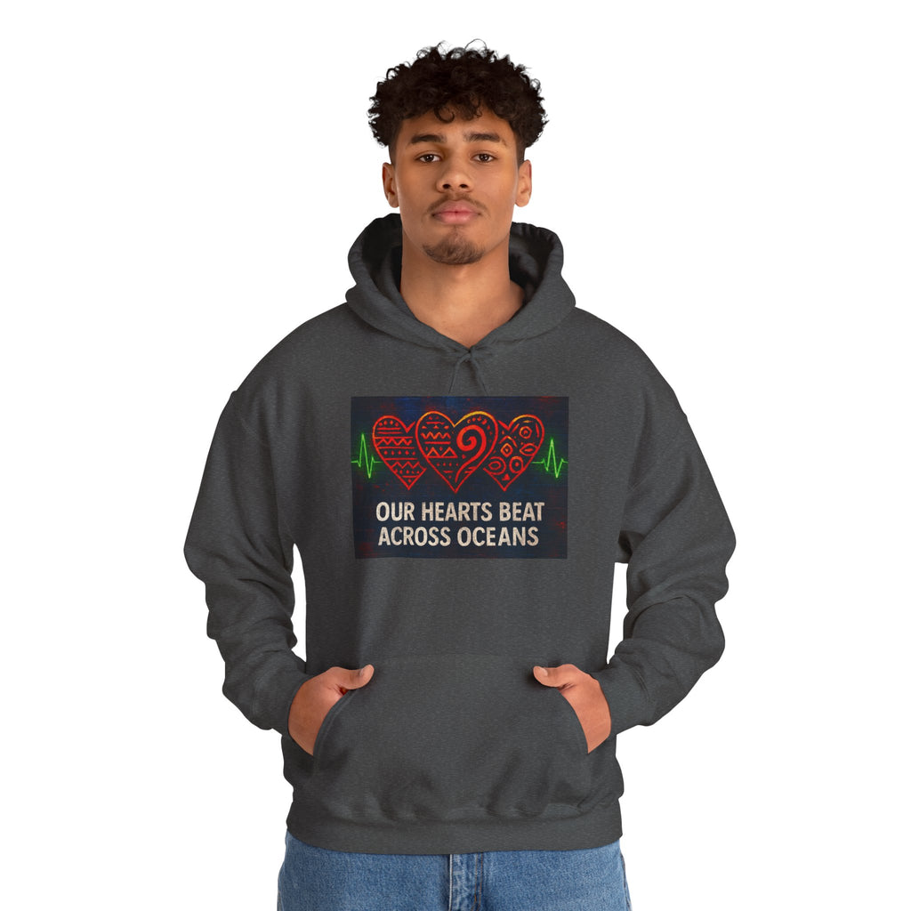 Heartbeat Across Oceans Hoodie: Cozy Gift for Love.