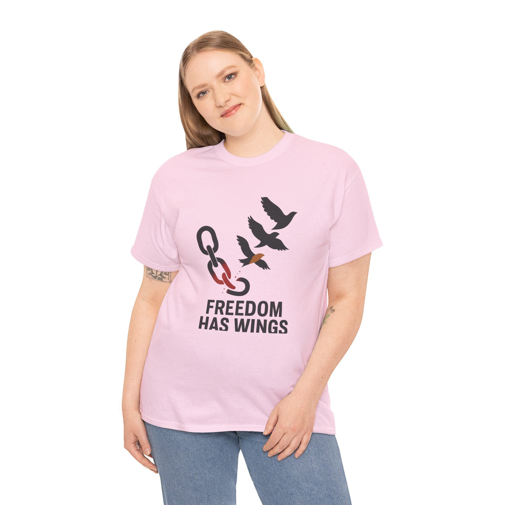 Freedom Has Wings Unisex Heavy Cotton Tee, Motivational T-Shirt